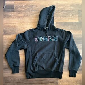 Champion Black Hoodie with Colorful Logo